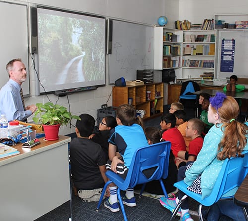 Fourth Graders Learn About George Fox and the Origins of Quakerism from Associate Head of School Chris Kimberly