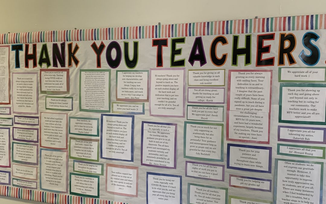 Upper School Students Express Gratitude and Appreciation to Teachers