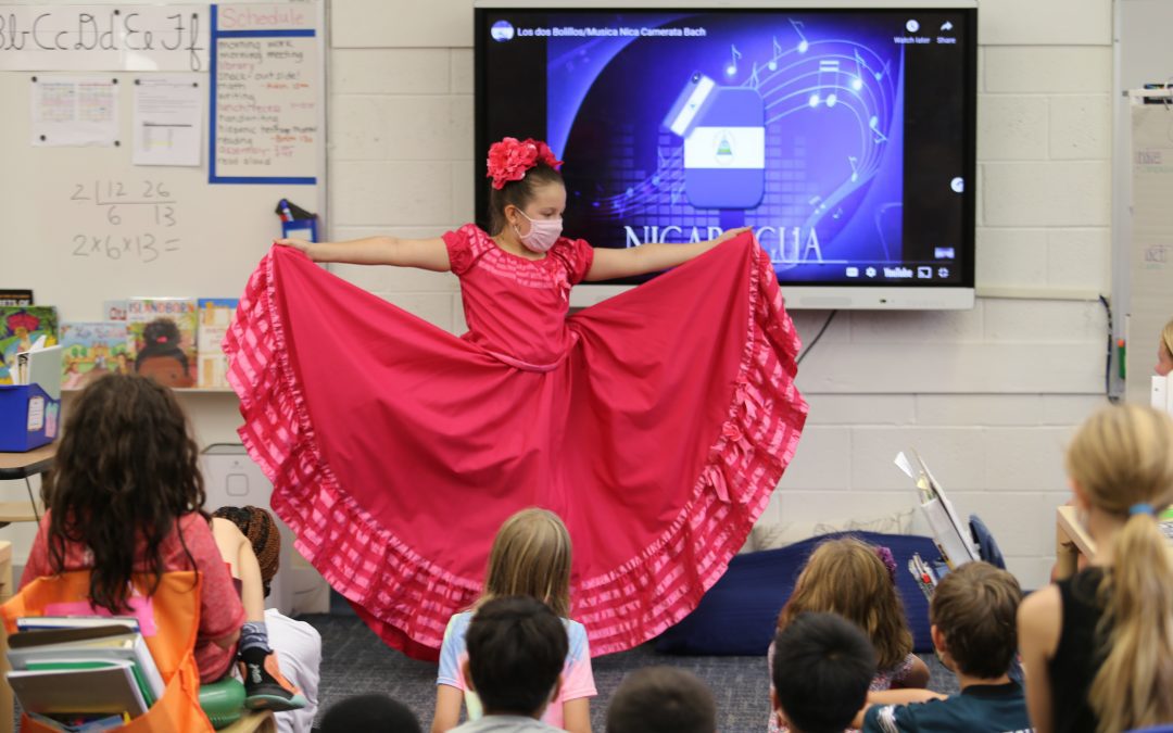 Fourth Grader Presents Nicaraguan Artifacts and Performs Folklore Dance as Part of Hispanic Heritage Month Celebration