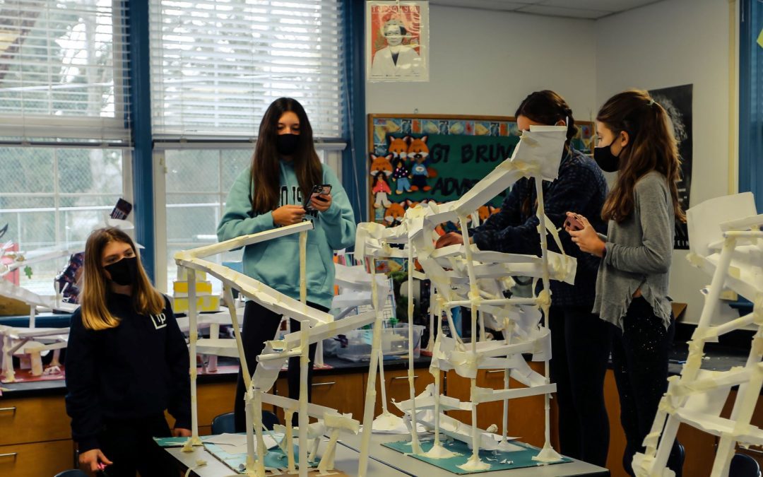Seventh Graders Tackle Paper Ball Run Engineering Challenge