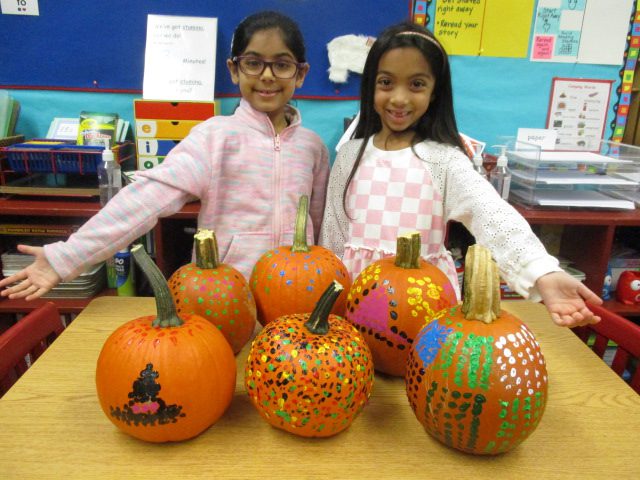 First Grade Class Creates Artist-Inspired Pumpkin Art